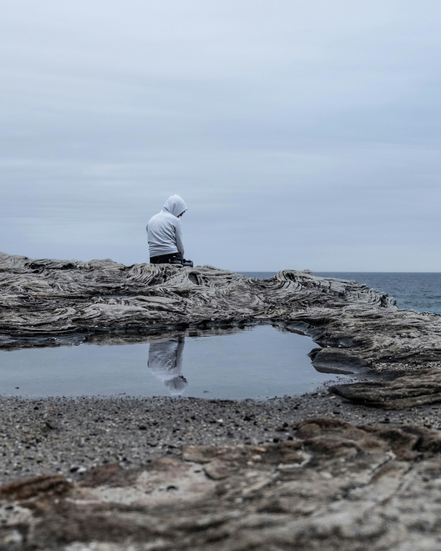 David standing by the sea